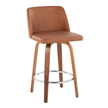 Load image into Gallery viewer, Toriano - Contemporary Fixed Height Counter Stool With Swivel &amp; Round Footrest (Set of 2) - Walnut / Camel
