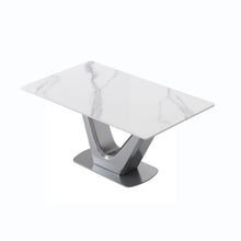 Load image into Gallery viewer, 63&quot; Modern Artificial Stone Panel V-Shaped Metal Legs, Can Accommodate 6-8 People
