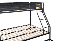 Load image into Gallery viewer, Twin over Full Metal Bunk Bed with Trundle/ Sturdy Metal Bed Frame/ Noise-Free Wood Slats/ Comfortable Textilene Guardrail/ Space-saving Trundle/ Bunk Bed for Three/ No Box Spring Needed
