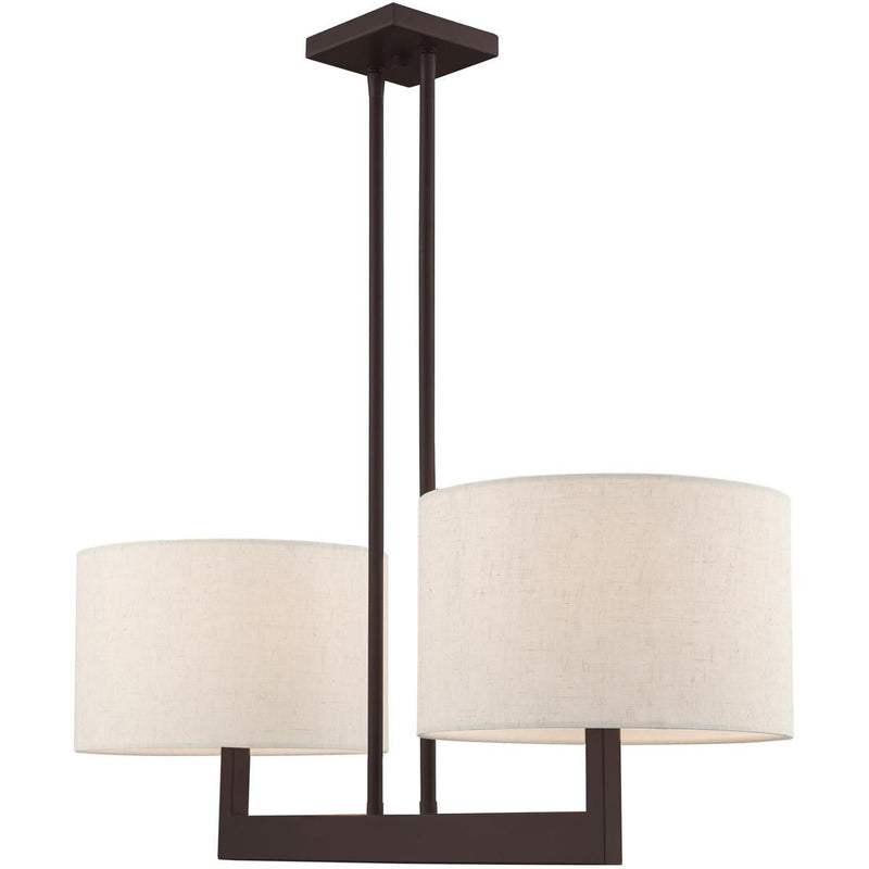 22" Two Light Dimmable Chandelier With Shades - Bronze