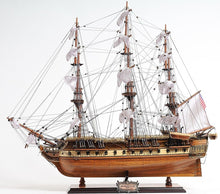 Load image into Gallery viewer, Hand Painted 1797 USS Constitution Medium Open Fron Display Case Model Boat - Brown
