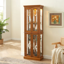 Load image into Gallery viewer, Curio Cabinet Lighted Curio Diapaly Cabinet With Adjustable Shelves And Mirrored Back Panel, Tempered Glass Doors (6 Tier), (E26 Light Bulb Not Included)
