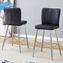 Load image into Gallery viewer, Modern Bar Chair Set Streamlined Backrest Metal Legs 2 Pieces - Black / Silver
