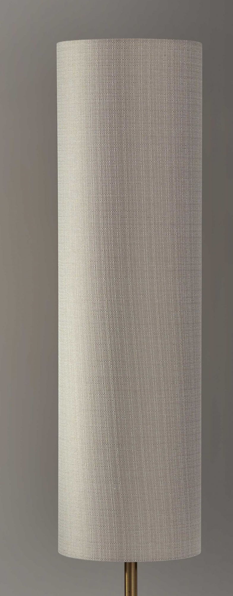 Brass And Wood Textured Cylinder Floor Lamp - Beige