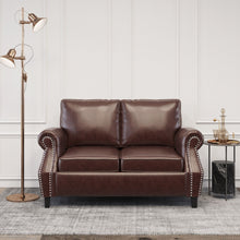 Load image into Gallery viewer, Contemporary Loveseat With Nailhead Trim - Dark Brown
