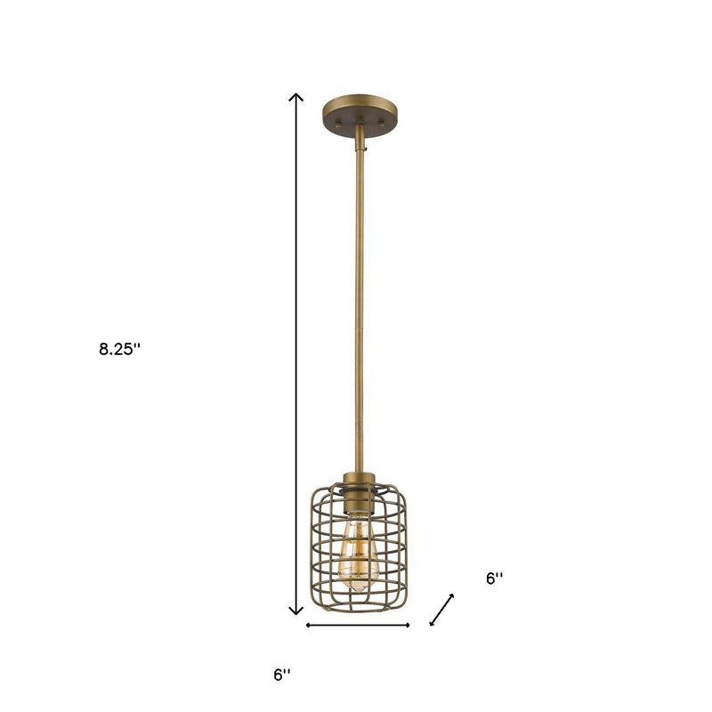 Metal Cage Hanging Light - Brushed Gold