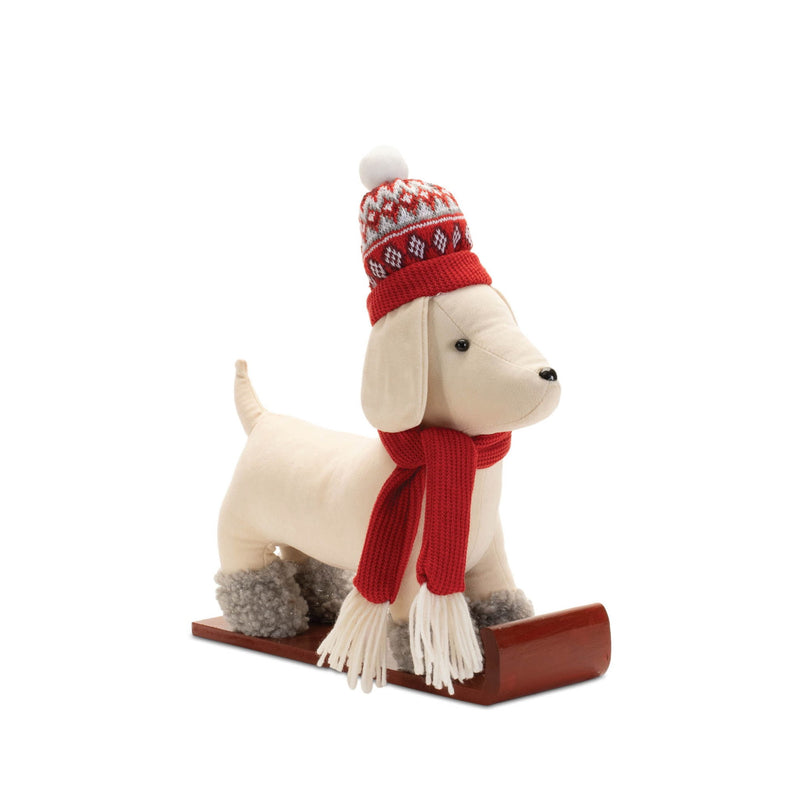 Fabric Dog Figurine (Set of 2) - Red / White / Green