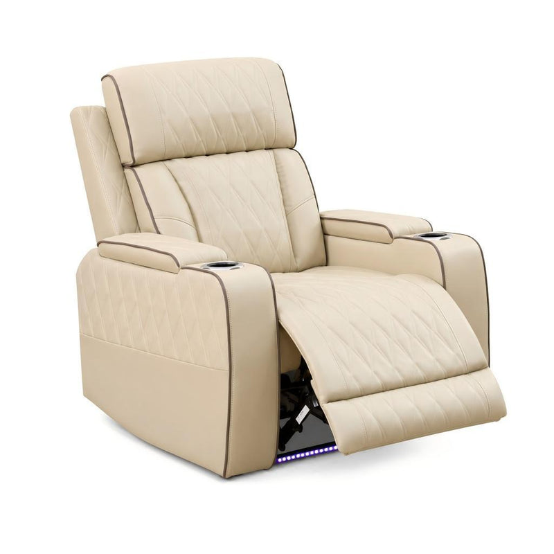 Tufted Faux Leather Lift Assist Manual Lift Assist Recliner With USB - White