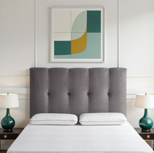 Load image into Gallery viewer, Bridgevine Home - Queen Size Tufted Upholstered Headboard With Nailhead Trim - Gray
