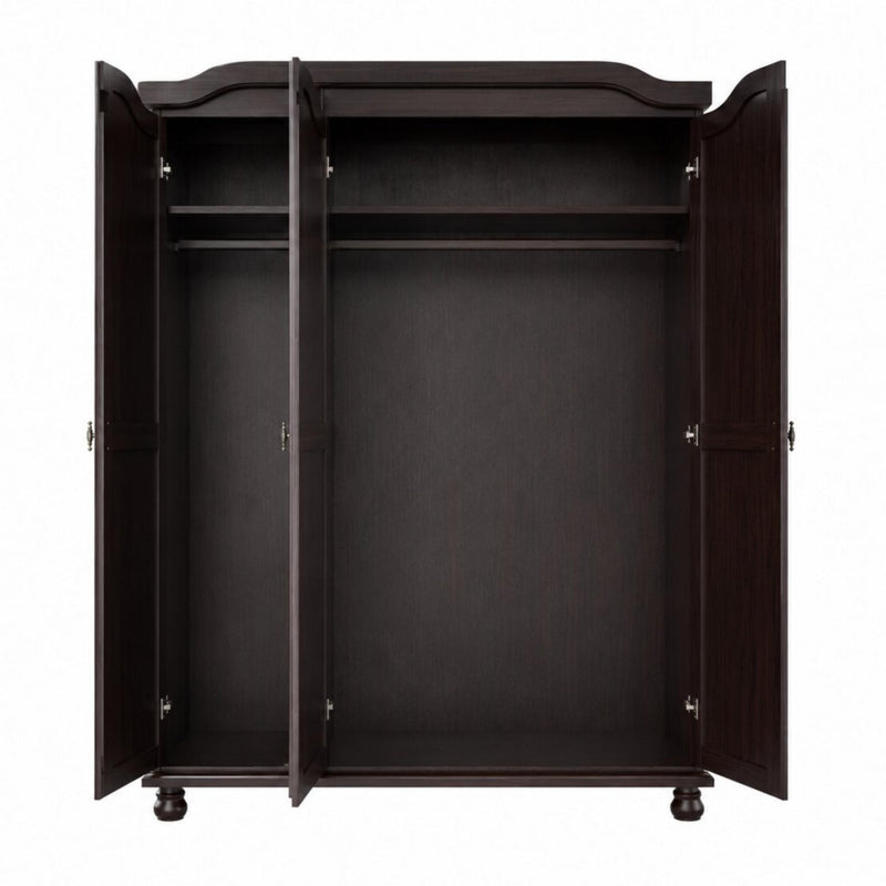 Solid Wood Three Door Combo Dresser (764725) - Dark Brown