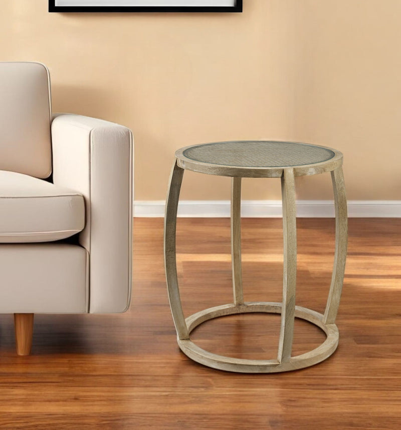 26" Clear Glass Round End Table - Natural
