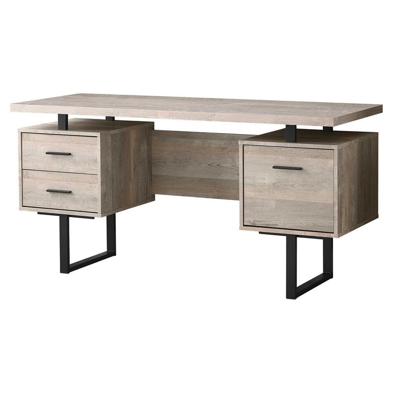 24" Computer Desk With Three Drawers - Taupe And Black