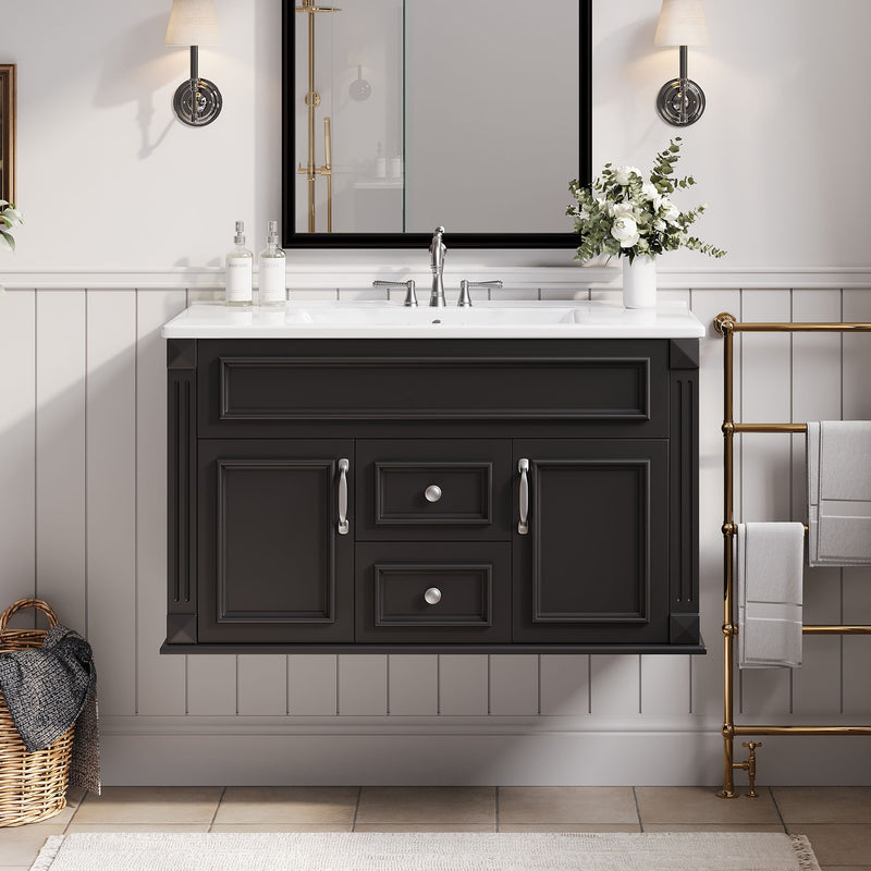 French Simple Style Wall Mounted Bathroom Cabinet With Sink