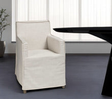 Load image into Gallery viewer, Slipcovered Upholstered Fabric Dining Arm Chair - Cream
