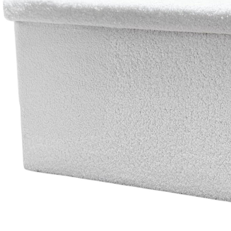 30" Boucle Storage Ottoman - White