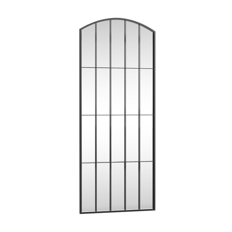Metal Arch Framed Standing Mirror - Black