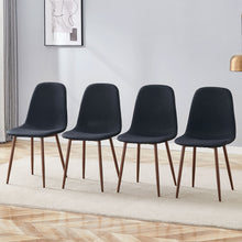 Load image into Gallery viewer, Luxury Simple Chair (Set of 4) Linen Cotton High Resilience Dining Chair With Metal Color Leg - Black / Walnut
