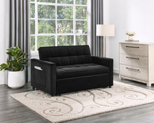 Load image into Gallery viewer, Maeve - Convertible Sleeper Loveseat With Tufting and Side Pocket - Black
