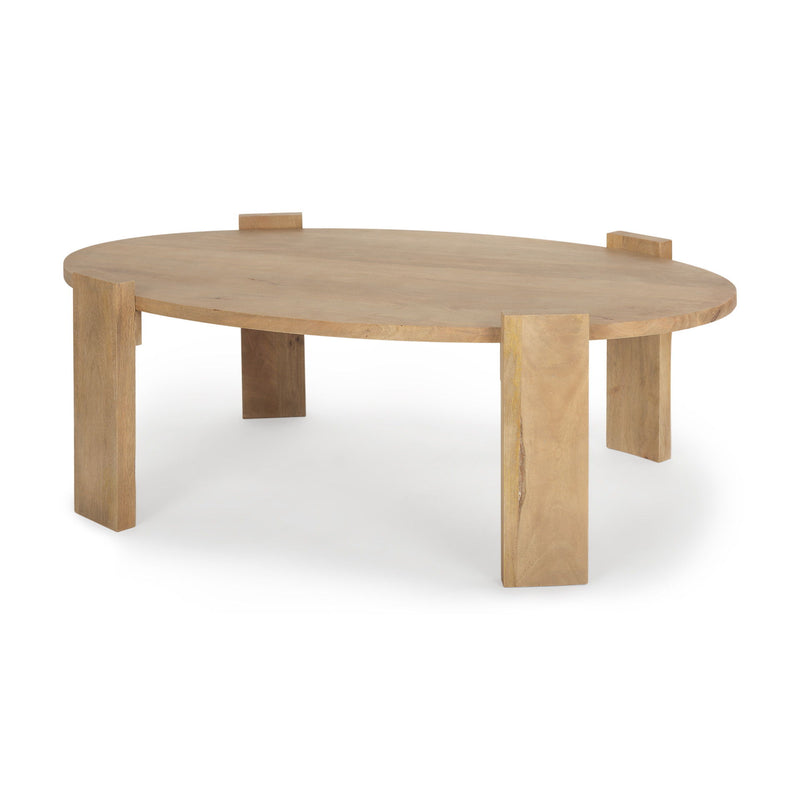 48" Solid Wood Oval Coffee Table - Natural
