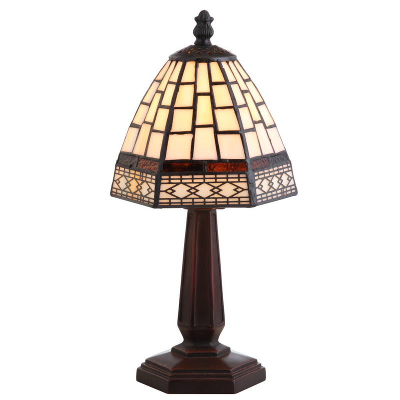 Mosaic Tile Novelty Tiffany Lamp With Empire Shade - Brown / Ivory / Cream