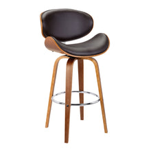 Load image into Gallery viewer, 38" Faux Leather Swivel Low Back Counter Height Bar Chair - Brown
