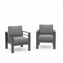 Load image into Gallery viewer, Patio Armchairs With Thick Cushions, All Weather (Set of 2) - Gray / Gray
