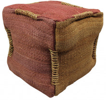 Load image into Gallery viewer, Jute Cube Pouf Ottoman - Pink And Orange
