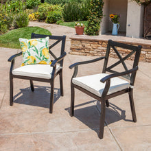 Load image into Gallery viewer, Outdoor Dining Chair Set With Water Resistant Cushions - Black / Ivory
