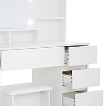 Load image into Gallery viewer, Wood Five Drawer Vanity Table - White
