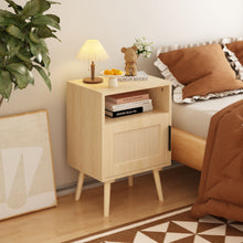 Load image into Gallery viewer, Nightstand, Side Table With Door And Open Shelf For Bedroom - Oak
