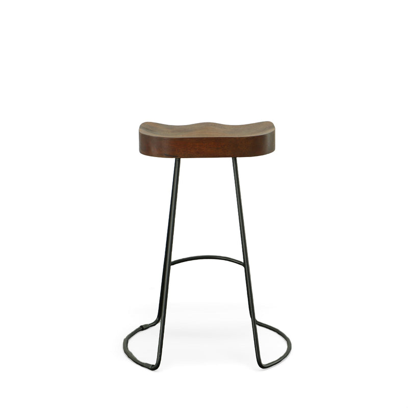 25" Steel Backless Counter Height Bar Chairs (Set of 2) - Chestnut And Black