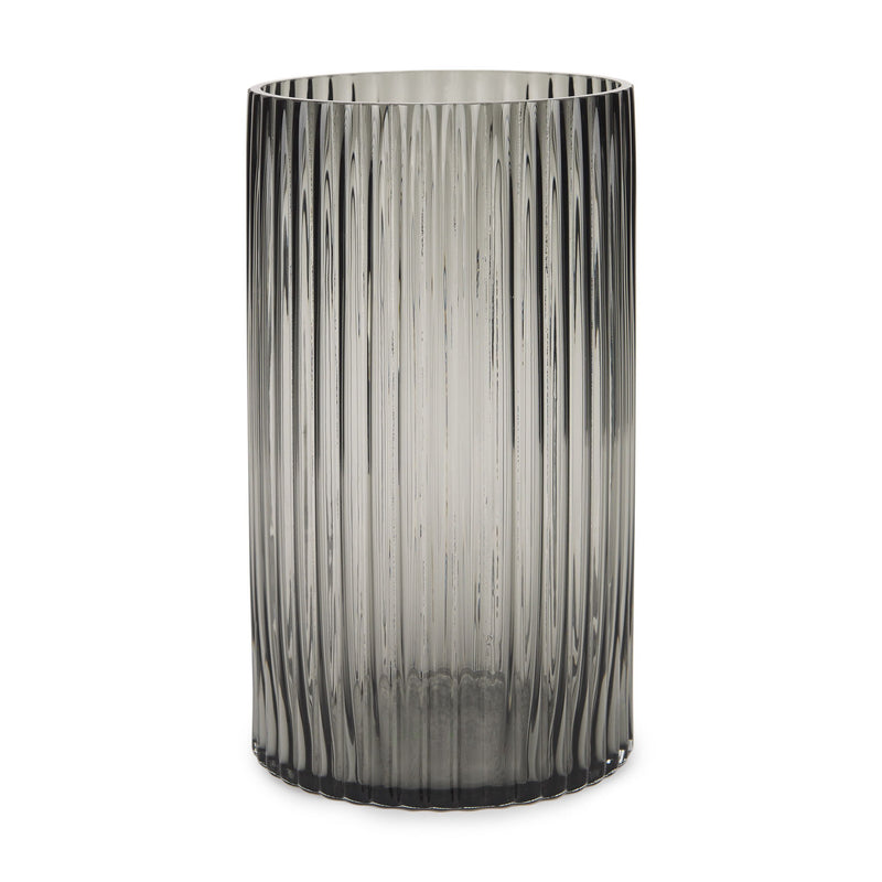 Cylinder Ribbed Table Vase (608312) - Black