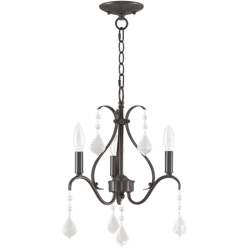 Three-Light Dimmable Chandelier With Shades - Bronze