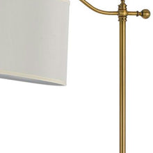 Load image into Gallery viewer, Adjustable Height Swing Arm Floor Lamp With White Fabric Shade - Bronze
