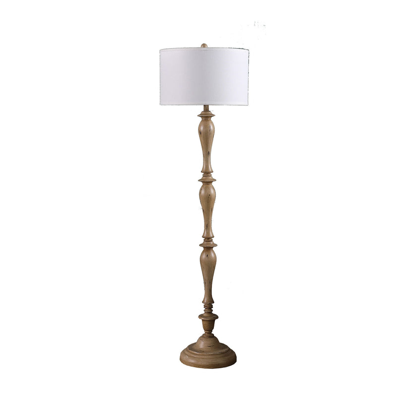 Rustic Straight With Curves Floor Lamp With White Shade - Taupe Cream