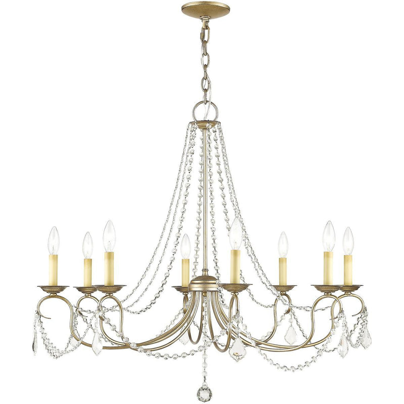 28" Eight Light Dimmable Chandelier With Shades - Silver