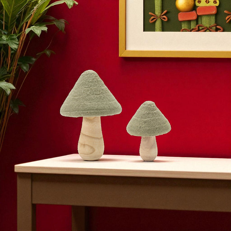 Mushroom Tabletop Sculpture (Set of 2) - Green / Gold