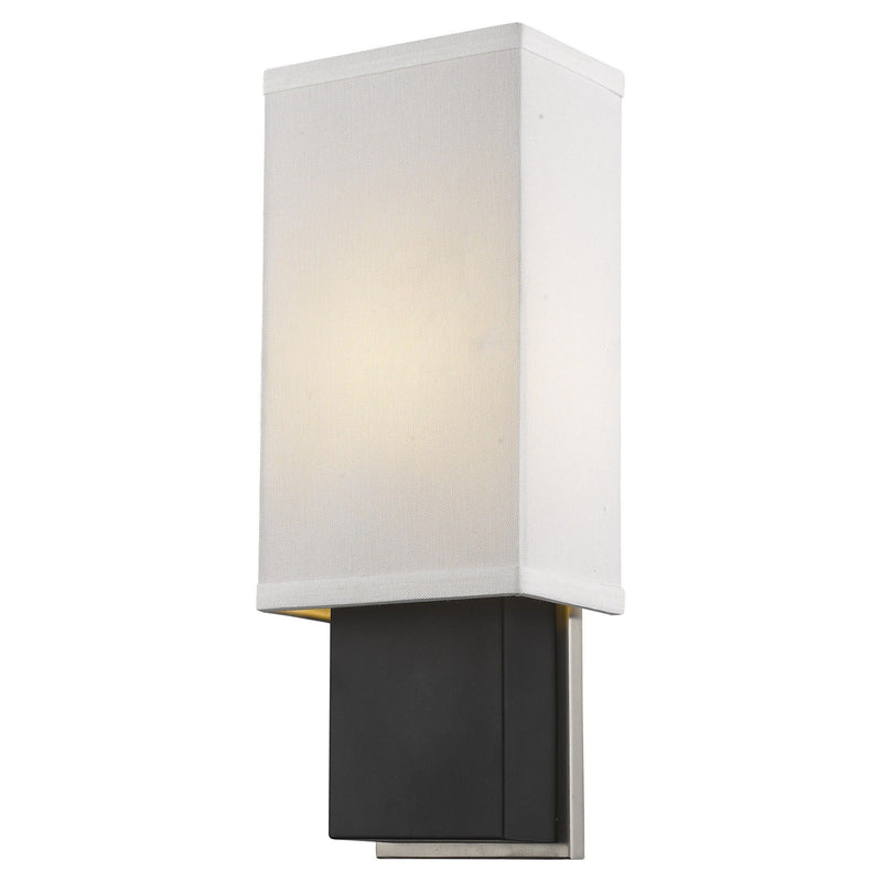 Rectangular Wall Sconce With Linen Fabric Shade - White / Black