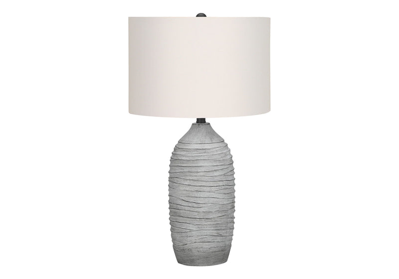 Cylinder Table Lamp With Ivory Drum Shade - Gray