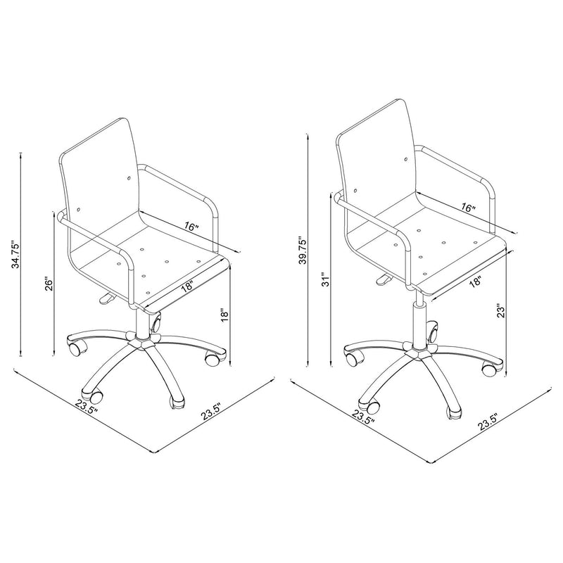Clear Office Chair With Caster Wheels Futuristic Design, Adjustable Height - Clear