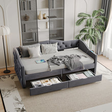 Load image into Gallery viewer, Full Size Bed Frame, Upholstered Cloud Bed Frame With Headboard, 2 Storage Drawers And 2 USB Charging Design, No Box Spring Needed - Gray
