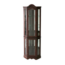 Load image into Gallery viewer, Scallop Top Lighted Corner Curio Cabinet - Dark Brown
