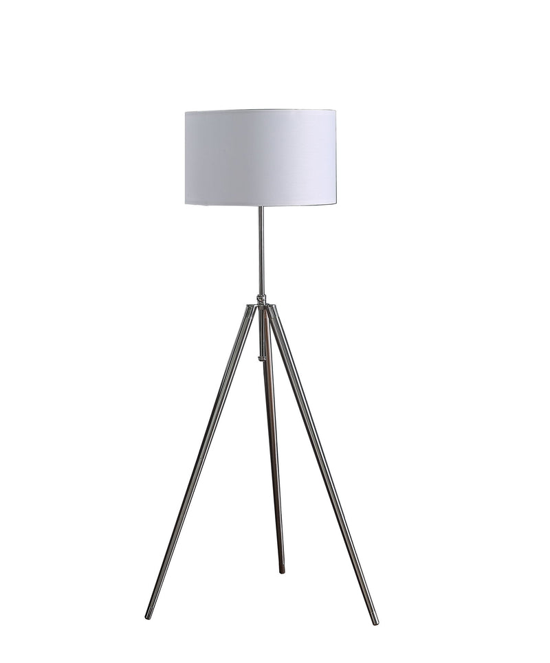 Adjustable Tripod Floor Lamp With White Shade - Chrome