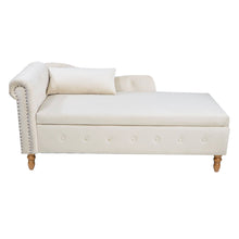 Load image into Gallery viewer, Chaise Lounge Indoor, Lounge Chair For Bedroom With Storage &amp; Pillow, Modern Upholstered Rolled Arm Chase Lounge For Sleeping With Nailhead Trim For Living Room Bedroom Office
