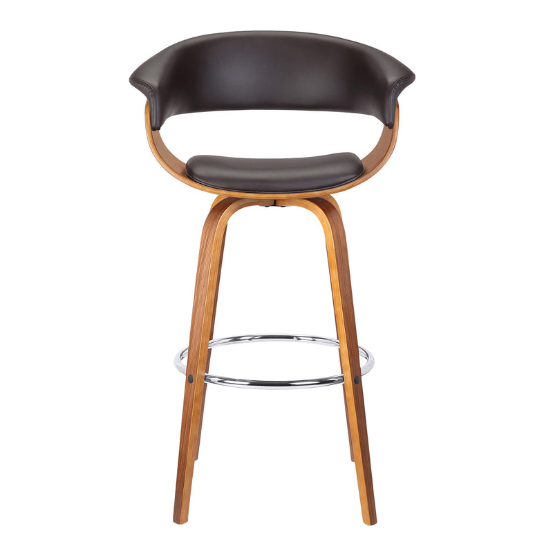 27" Faux Leather And Iron Swivel Low Back Counter Height Bar Chair - Brown
