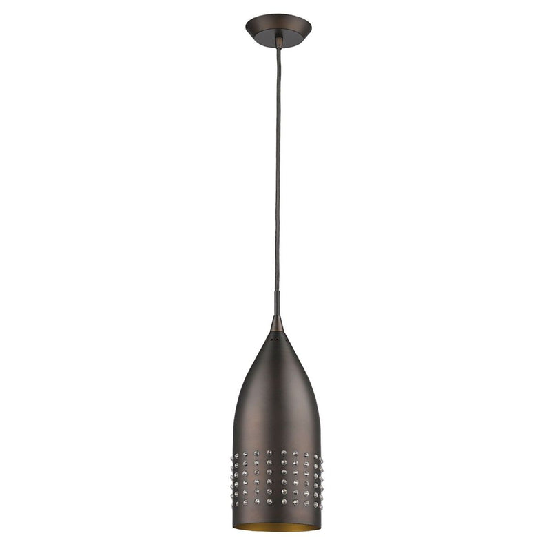 Hanging Light With Glass Studs - Bronze