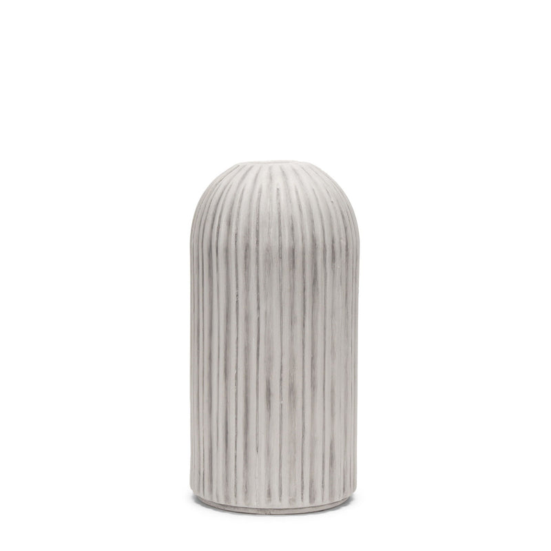 Striped Cylinder Floor Vase (608582) - Gray / White