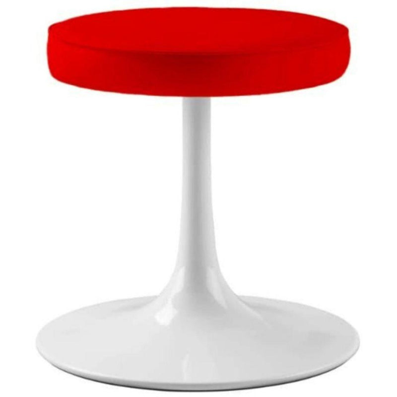 Geometric Round Ottoman - Red / Rose / White