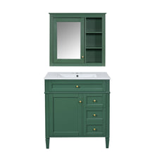 Load image into Gallery viewer, Bathroom Vanity With Top Sink, 2 Doors And 3 Drawers, Freestanding Set With Mirror Cabinet
