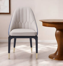 Load image into Gallery viewer, Tufted And Upholstered Faux Leather Dining Side Chair - Beige / Blue
